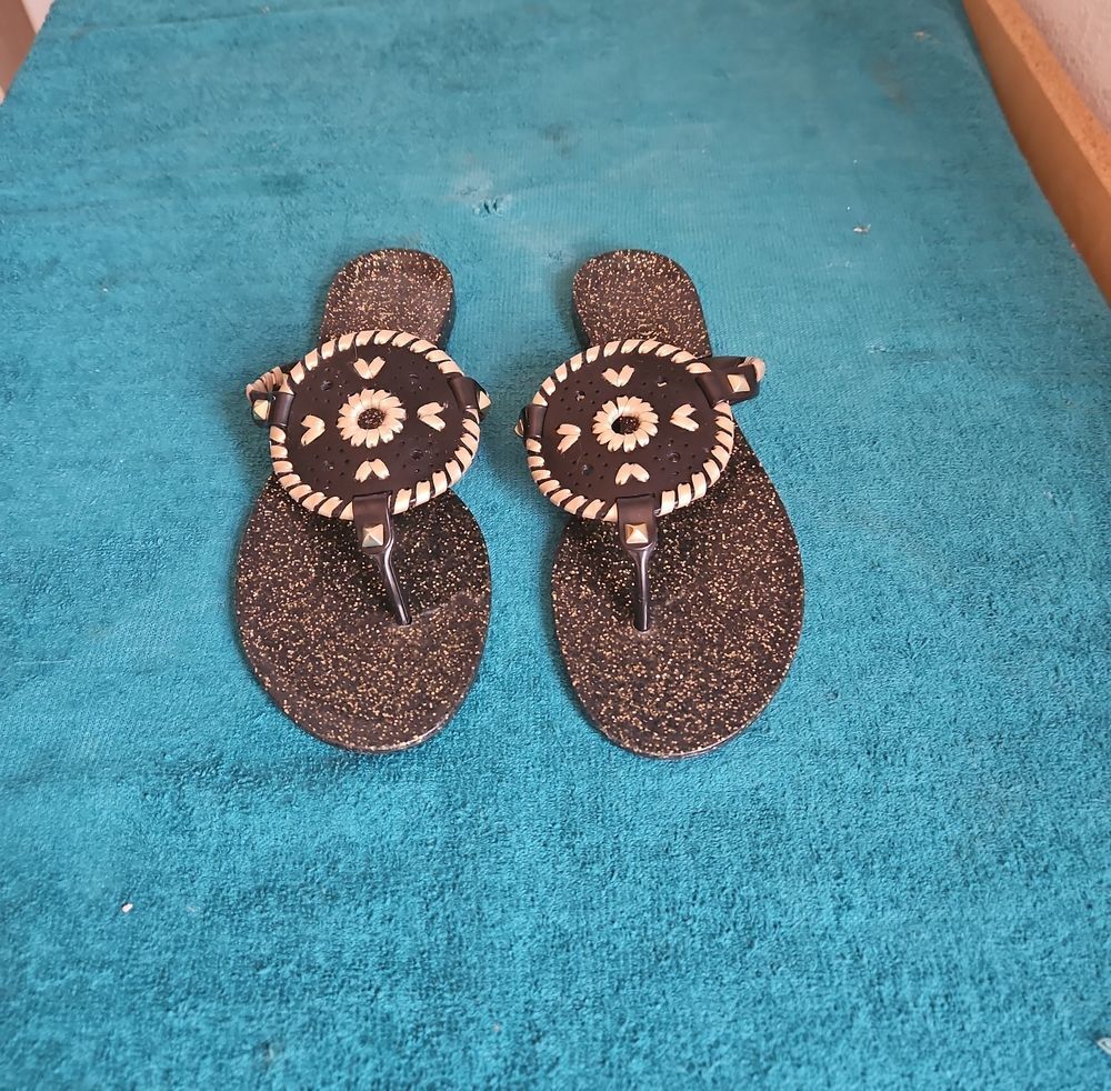 Jack Rogers Georgica Sparkle Glitter Jelly Sandals Size 6 women
